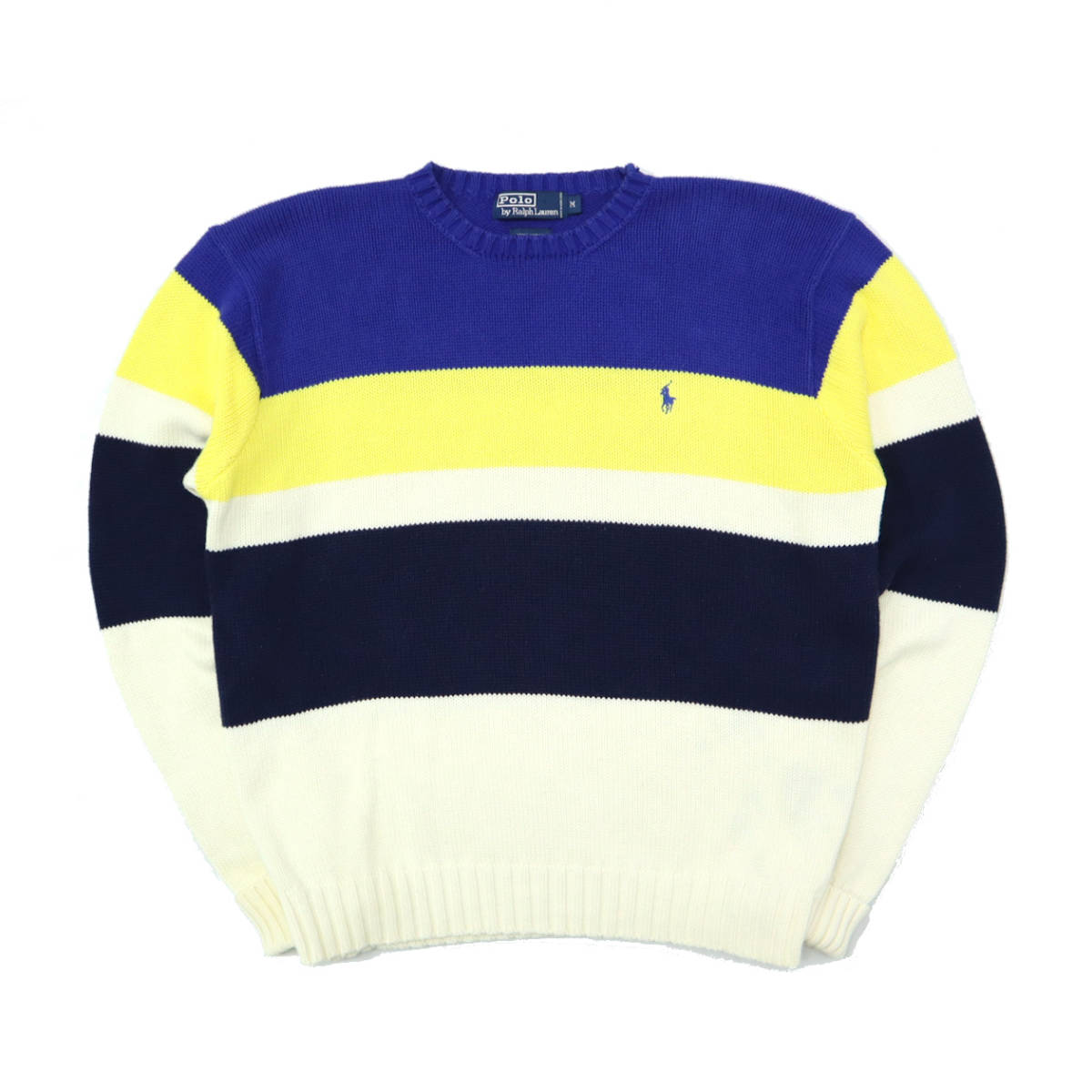90s ヴィンテージ POLO RALPH LAUREN ポロ ラルフローレン マルチカラー ボーダー コットン ニット セーター 90年代 M 古着 ビンテージ拍卖
