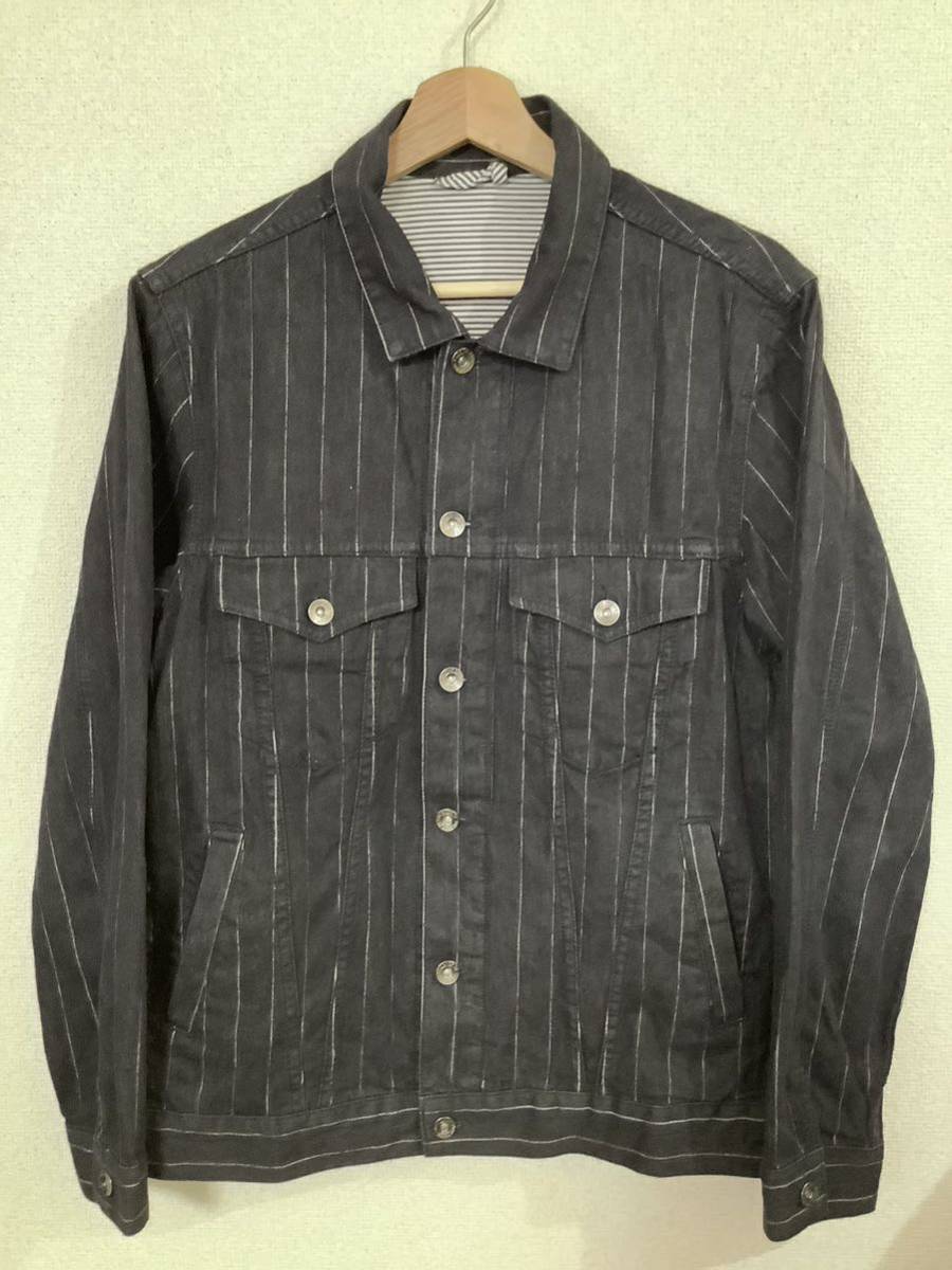 THE SHOP TK キクチタケオ ストライプデニムジャケット ブラックデニム セレクト メンズ 古着 L拍卖