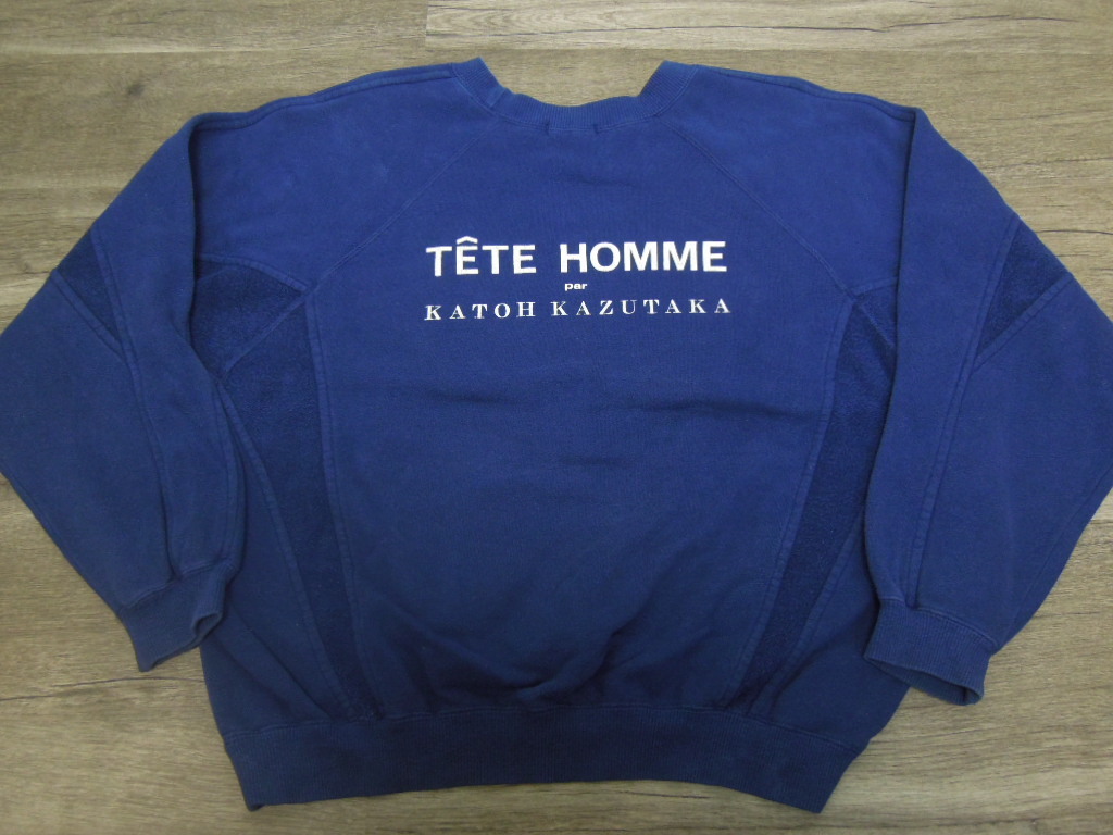 80's テットオム TETE HOMME KAZUTAKA茄子紺ドルマンスリーブスウェット拍卖