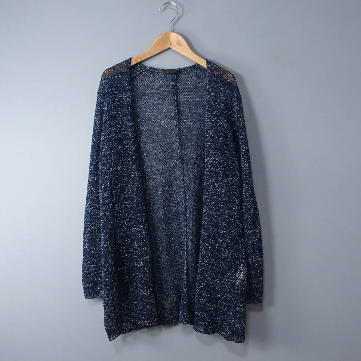 美品*AVATI/アバティ/3/リネン100%カーディガン/ネイビー/ニット/レディース/長袖/コロネット拍卖