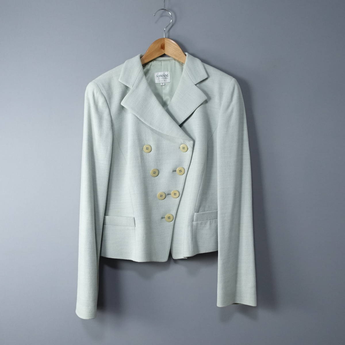 ARMANI COLLEZIONI/アルマーニ コレッツォーニ/42/イタリア製/ウール混ジャケット/ライトグリーン/緑/レディース拍卖