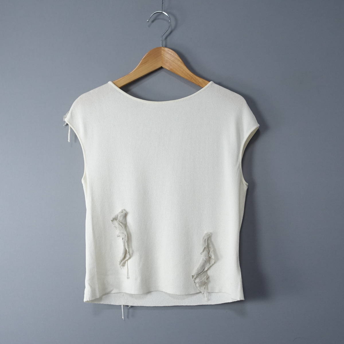 KRIZIAPOI MAGLIA/クリッツィアマグリア/46/イタリア製/ストレッチ/ノースリーブカットソー/オフホワイト/レディース/ブラウス拍卖