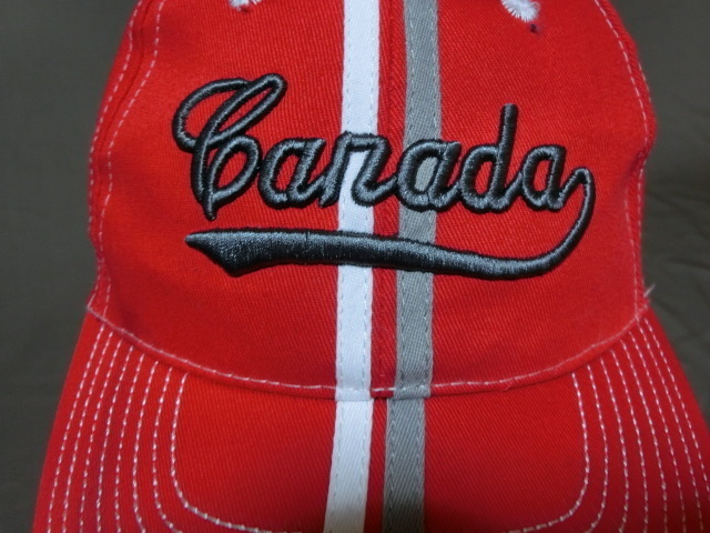 激レア USA購入 大自然の宝庫 カナダ【CANADA】 筆記体ロゴ刺繍入りキャップ レッド 中古良品拍卖