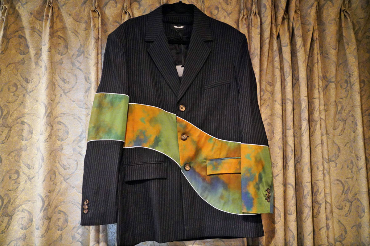新品 ★ アルワリア Ahluwalia 2022AWコレクション ランウェイ登場 パネルデザイン ストライプ ジャケット(L)★ 目を引くファッション拍卖