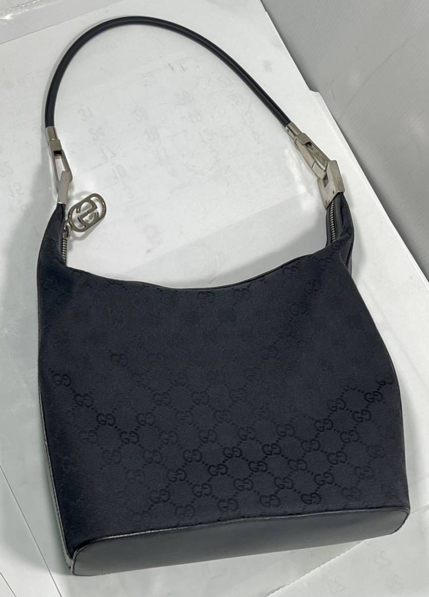 正規グッチ GUCCI ショルダーバッグ GGキャンバス 黒 001 3814 キャンバス レザー レディース拍卖