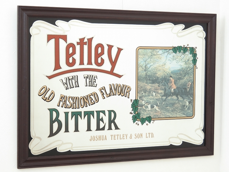 ビンテージパブミラー/テトレイ (Tetley) イギリスのビール/壁掛け鏡/特大サイズ/店舗什器/ディスプレイ/インテリア/内装/装飾/A-4466-8拍卖