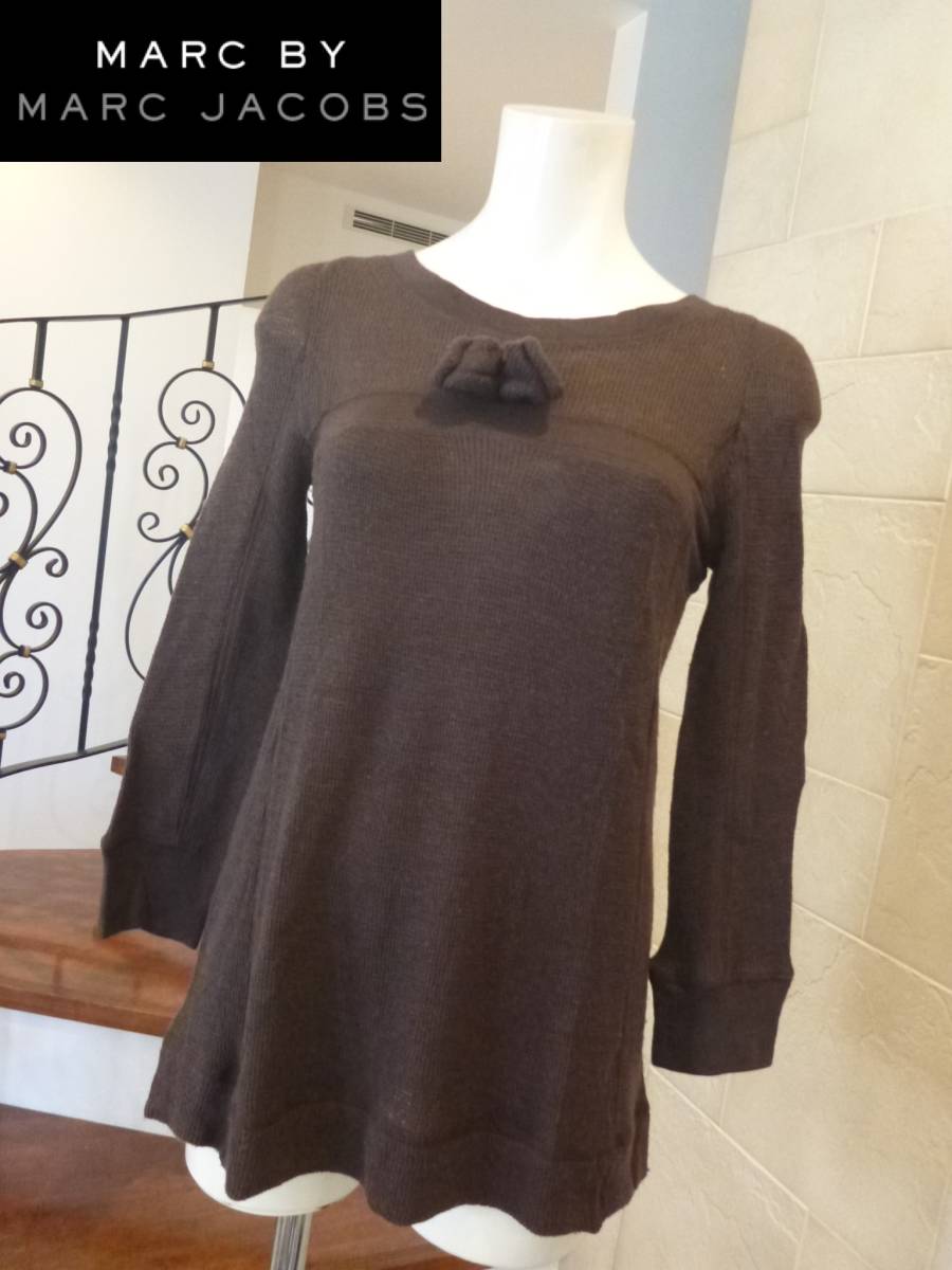 美品 Marc by Marc Jacobs(マークバイマークジェイコブス)★ 茶 ブラウン リボン 長袖 セーター S拍卖