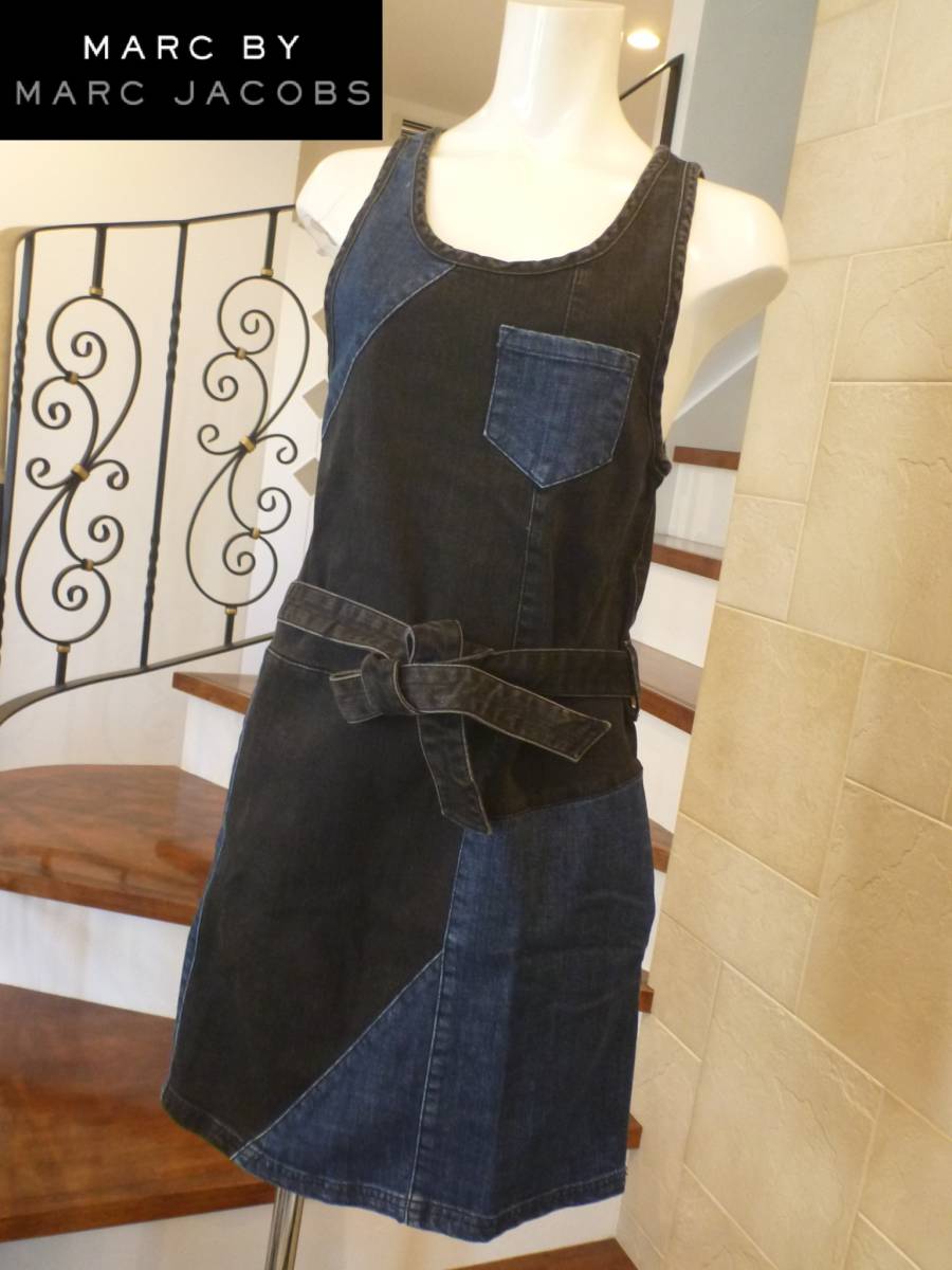 美品 Marc by Marc Jacobs(マークバイマークジェイコブス)★ 黒×紺 デニム オシャレ ワンピース 0 S相当拍卖