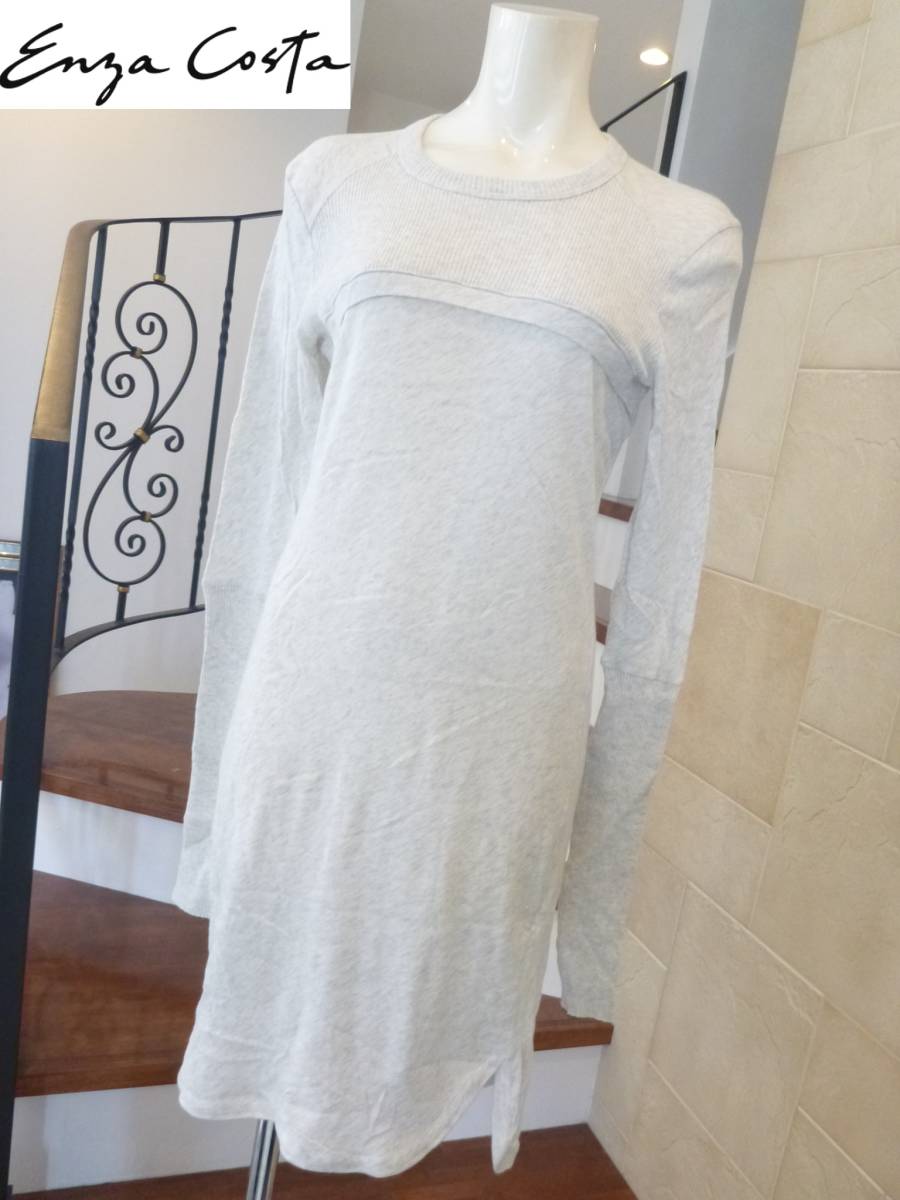 新品未使用 エンザ・コスタ(Enza Costa)★グレー カシミヤ混 ニット ワンピース M拍卖