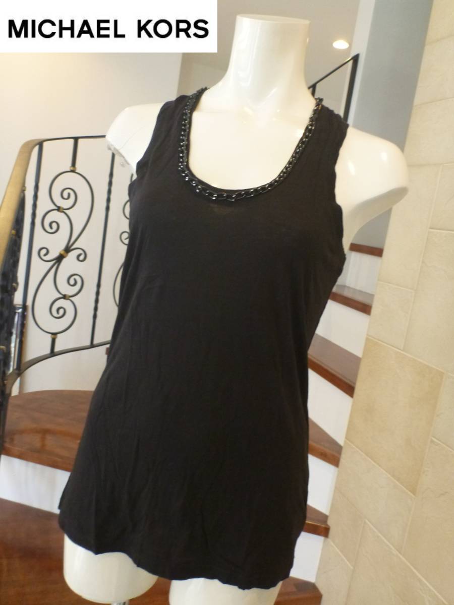 美品 MICHAEL マイケルコース★黒 ブラック チェーン タンクトップ S相当拍卖