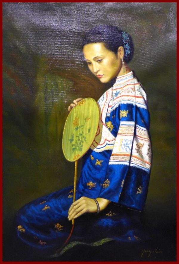 ☆☆☆油彩画 静けさと美しさ 「高貴なチャイナレディー」 CS拍卖