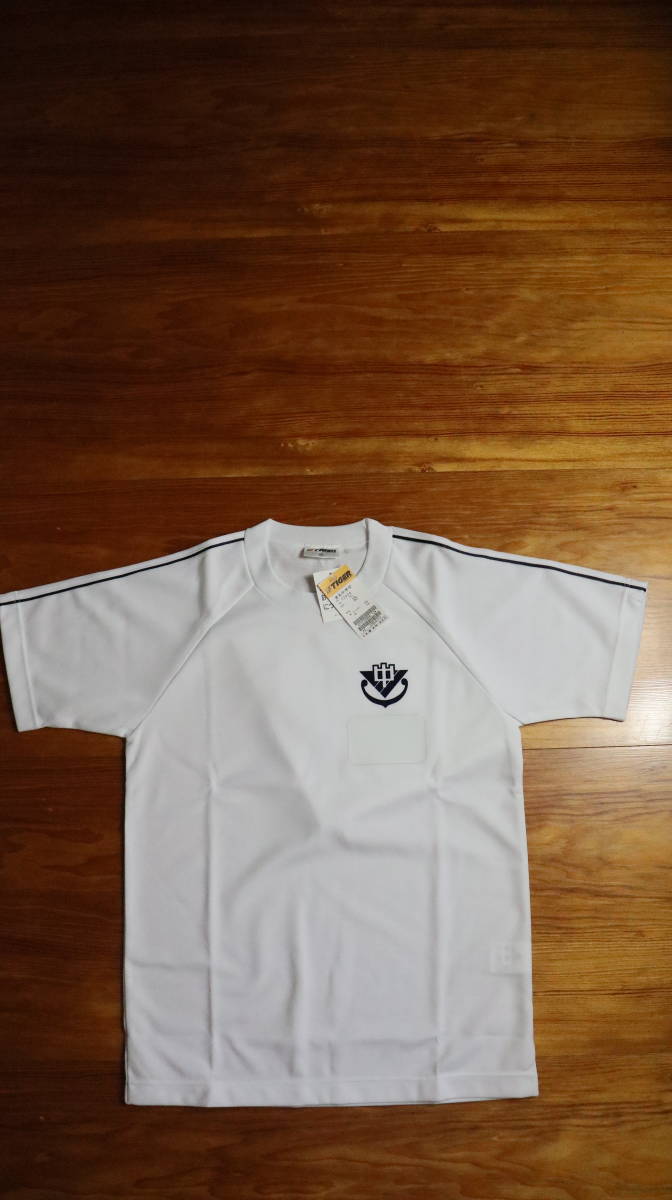 **新品 未使用 SS サイズ 丸首 クルーネック 半袖 シャツ 体操着 学生 スポーツ 白 半そで Tシャツ スクールタイガー *校章有り拍卖