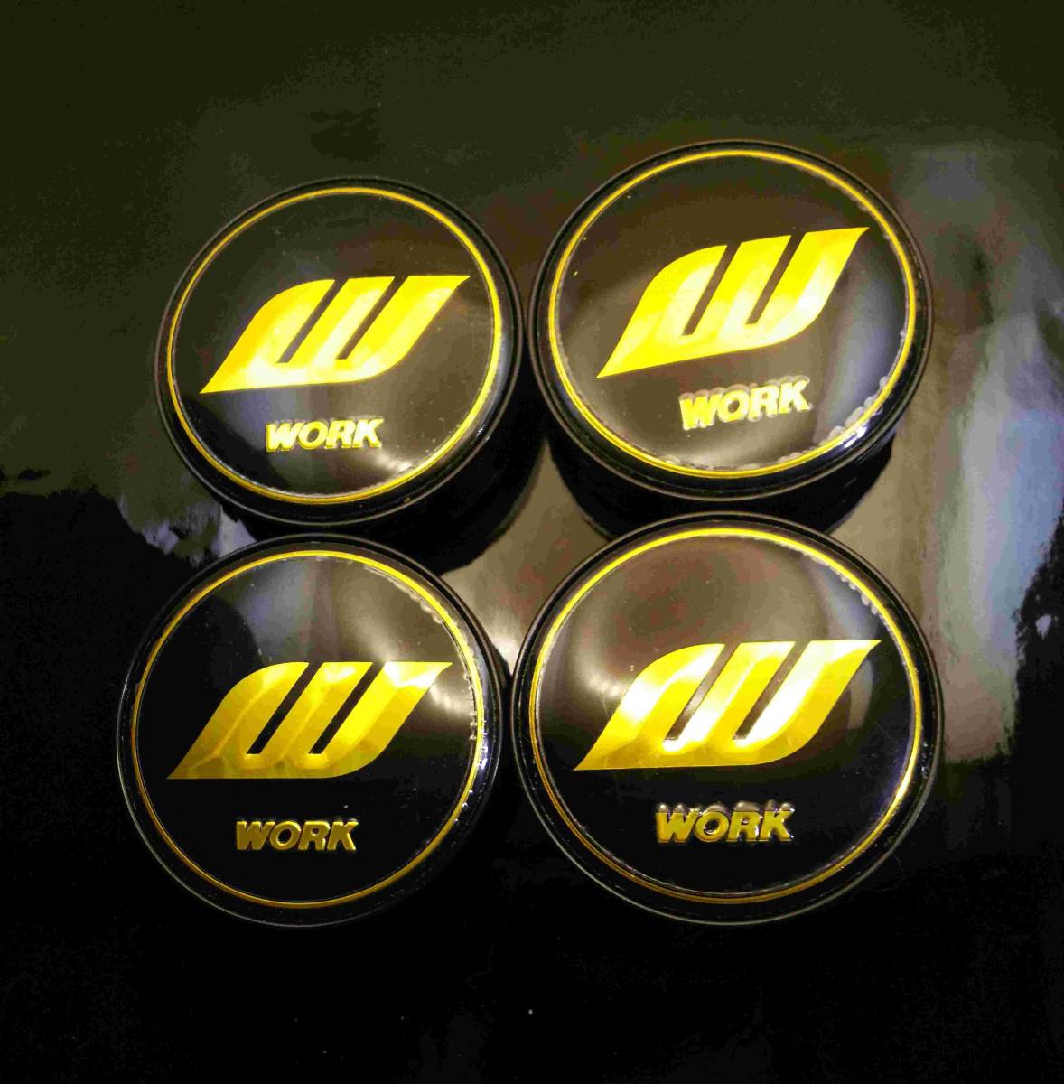 WORK 60mm 黒金 ホイールキャップ 4コ インプレッサ フォレスター レガシィ レヴォーグ WRX XV BRZ サンバー ステラ エクシーガ R2拍卖