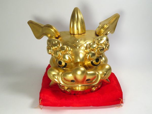 【5824】木彫 獅子頭 置物 時代箱 無傷(初品・買取品)拍卖
