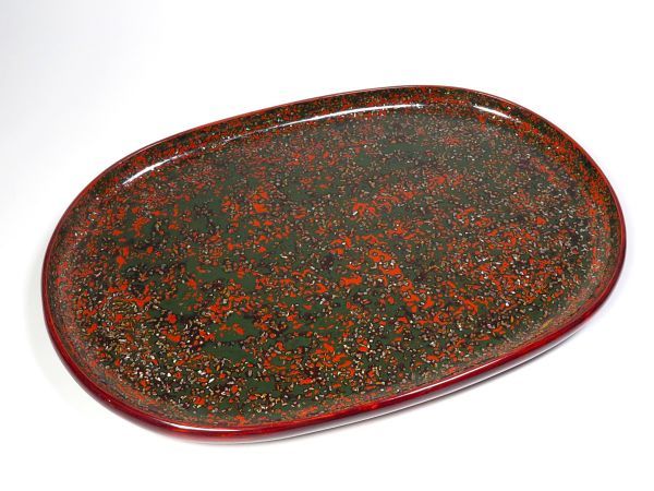 【5827】煎茶道具 若狭塗 楕円形 盆(初品・買取品)拍卖