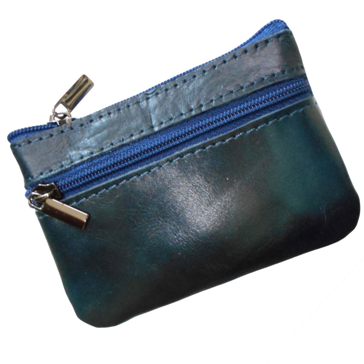 コインケース レザー調/ネイビー/ダブルファスナー カード 小銭入れ 男性 女性 レディース メンズ 財布拍卖