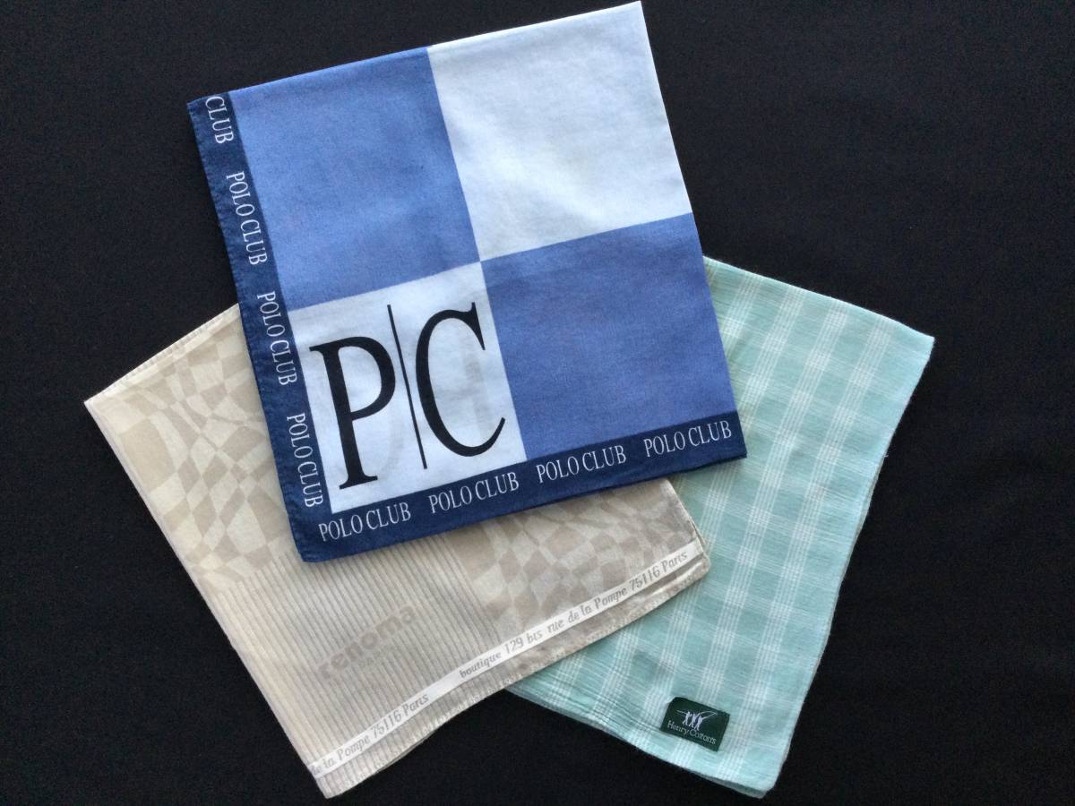 ハンカチ renoma / Henry Cottort’s/ POLO CLUB メンズ 3枚拍卖