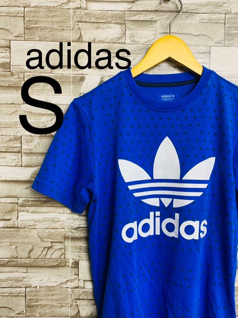 adidas アディダス Tシャツ S Tee 半袖 半袖Tシャツ ドット 水玉 ブルー拍卖