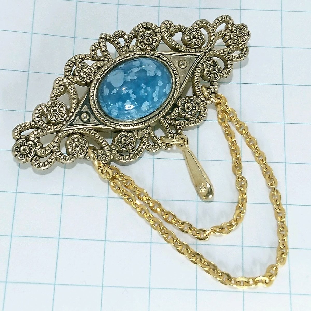 送料無料)ビンテージ☆七宝焼きチェーンエンブレム☆アンティーク ブローチ A21176拍卖