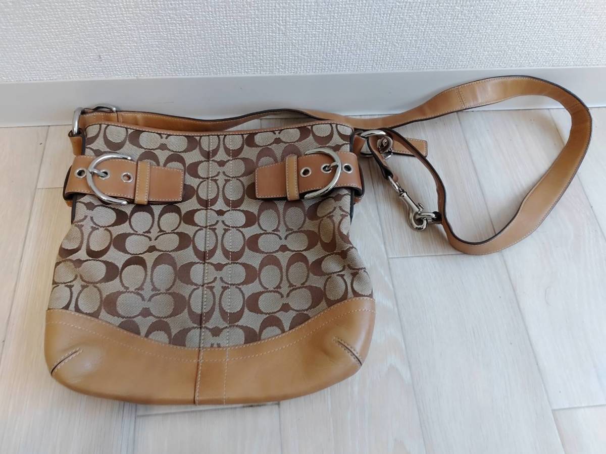 コーチ COACH 3574 ショルダーバッグ 2WAY キャンバス × レザー ベージュ シグネチャー キャンバス BRW拍卖