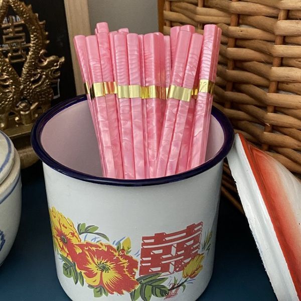 ◆台湾レトロ◆セルロイド 箸 ピンク◆お弁当 子供用◆ヴィンテージ ri865210a拍卖