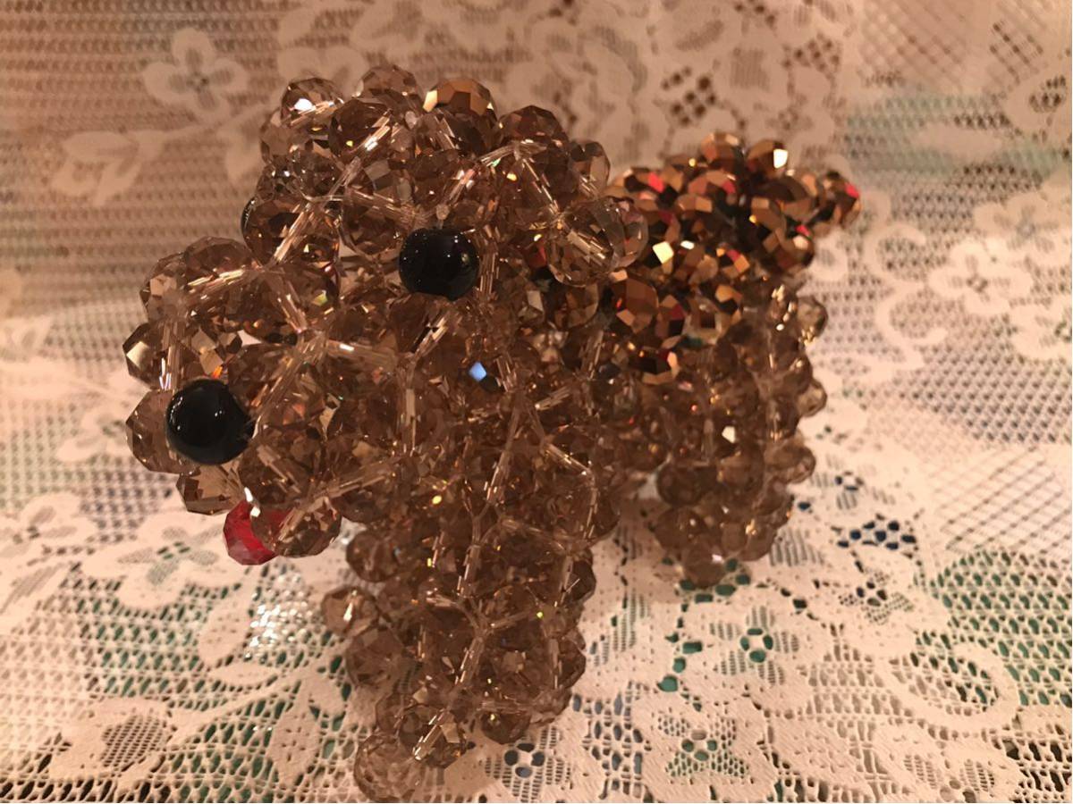 ビーズモチーフの置物 キラキラ テリア犬 わんちゃん拍卖