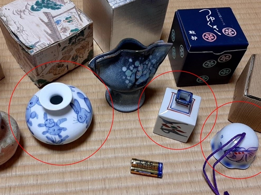和風 ミニ置物 3点セット 信楽 小花瓶 陶器 風鈴 小壺 小物 インテリア拍卖