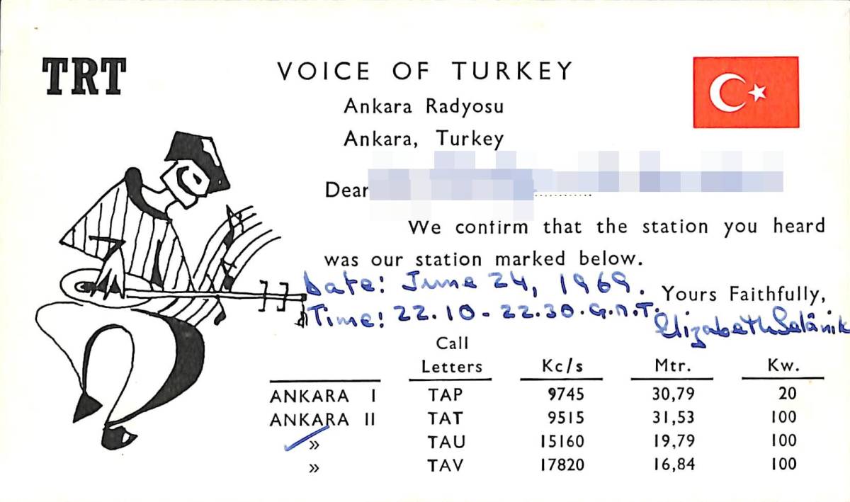 BCL★希少ベリカード★TRT・トルコの声+おまけ★SONY★ソニー★ハンディ受信機★ICF-PRO70★カラーサービスガイド付 拍卖