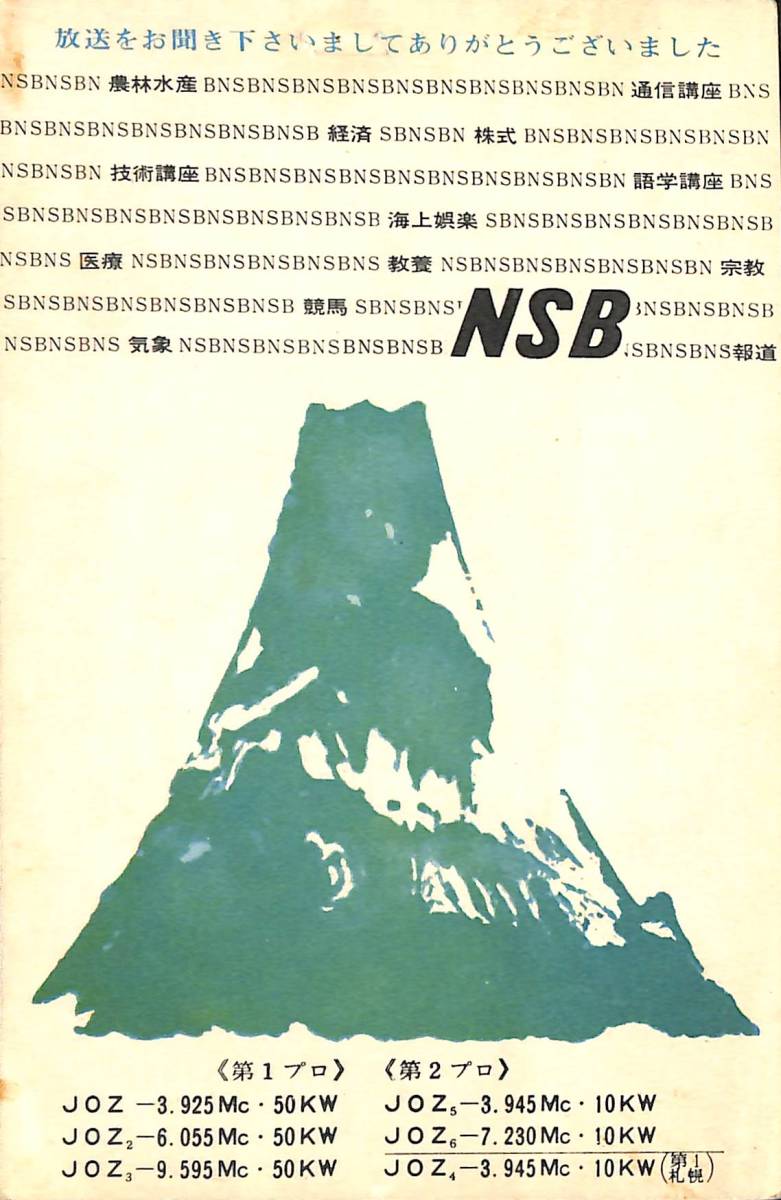 BCL★入手困難★希少ベリカード★JOZ-1★NSB★日本短波放送★1965年(★昭和40年)拍卖