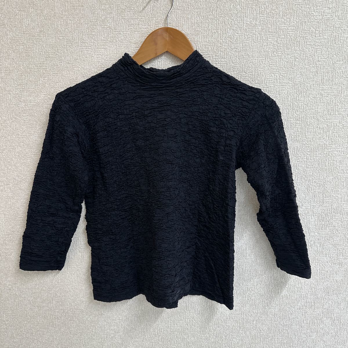 美品 クシュクシュ ブラック トップス 長袖 カットソー フリーサイズ拍卖