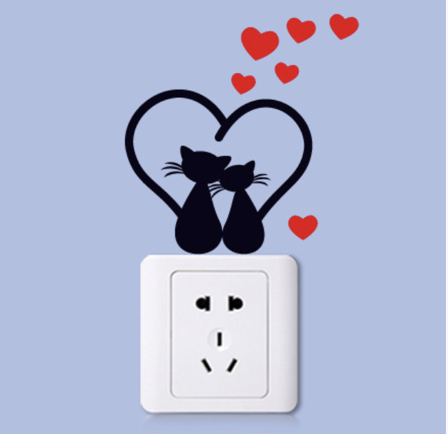 ウォールステッカー YDD049 ラブラブクロネコ ハート DIY 壁紙 インテリアシート 剥がせるシール 送料無料拍卖