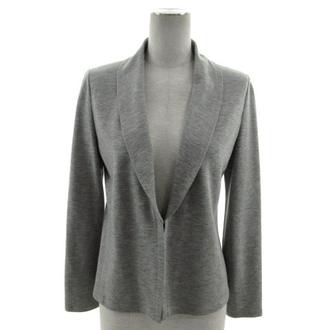 インディヴィ INDIVI ジャケット ショールカラー ストレッチ 日本製 グレー 36 レディース拍卖