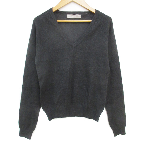 ザラ ZARA ニット カットソー 長袖 Vネック S チャコールグレー /FF52 ■MO レディース拍卖