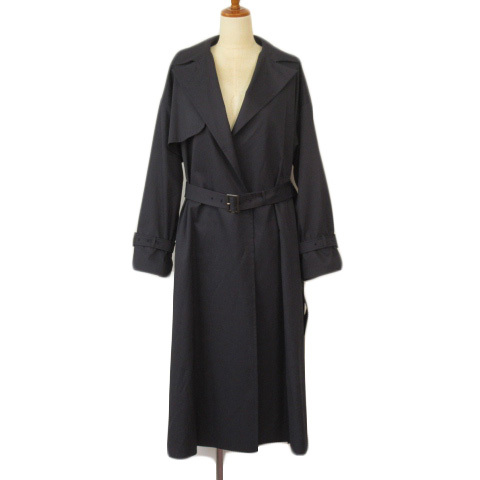 ミッシェルクラン MICHEL KLEIN 洗えるAライントレンチコート 22SS 38 紺 ネイビー レディース拍卖