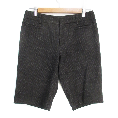 23区 オンワード樫山 ショートパンツ 短パン ウール ウィンドウペン柄 40 黒 白 ブラック ホワイト /FF25 レディース拍卖