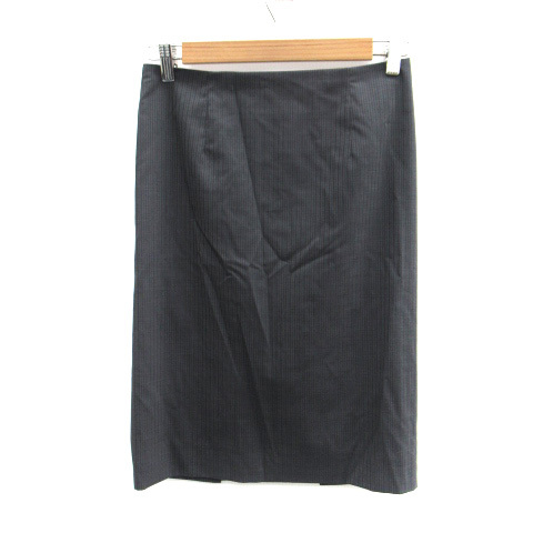 セオリー theory タイトスカート ミモレ丈 ストライプ柄 ウール 0 グレー /SM34 レディース拍卖