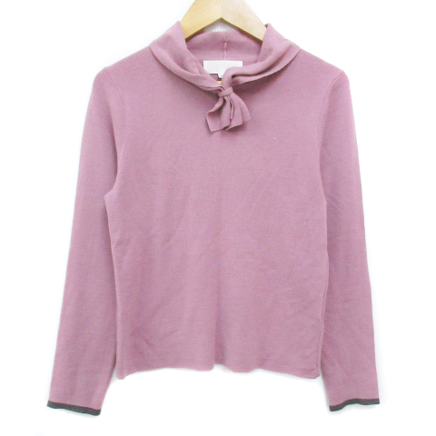 ジルスチュアート JILL STUART ニット カットソー 長袖 ボウタイ ウール 無地 FR ピンク 黒 ブラック /FF20 レディース拍卖