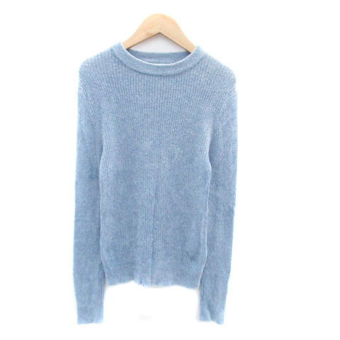 センスオブプレイス バイ アーバンリサーチ Sense of Place by Urban Research ニット カットソー クルーネック 長袖 無地 F 水色 ライトブ拍卖