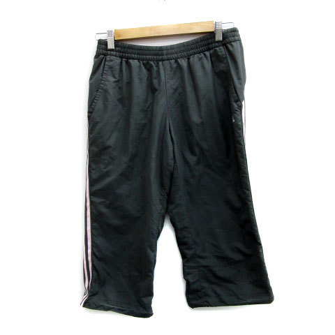 アディダス adidas スポーツウェア ジャージパンツ ハーフパンツ スリーライン ロゴ刺繍 M グレー /MS43 ■MO レディース拍卖