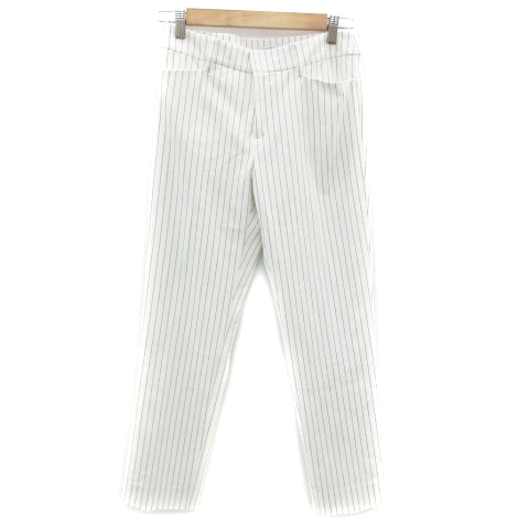 インディヴィ INDIVI テーパードパンツ ロング丈 ストライプ柄 38 ホワイト 白 /YM10 レディース拍卖