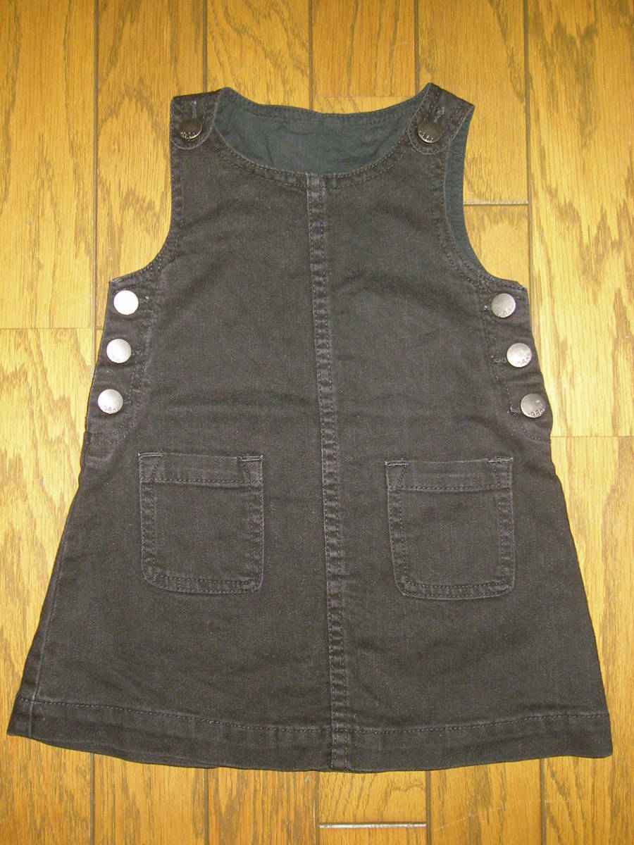 女の子 GAP ギャップ 黒 ブラック ワンピース オーバーオール スカート サロペット オールインワン 95 3才拍卖