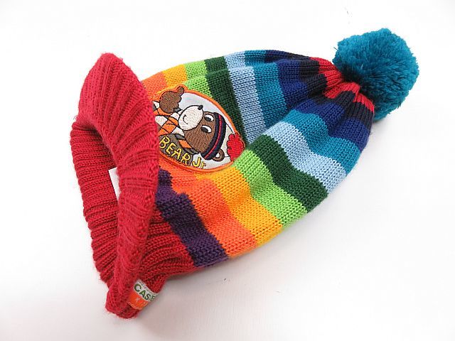 【送料無料】カステルバジャック CASTELBAJAC ニット帽子 ワッペン付き ボンボン付き キッズ拍卖