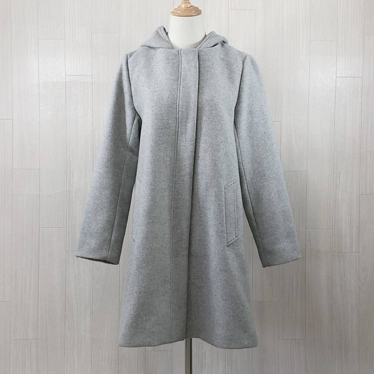 Y0040 美品 GLOBAL WORK レディースアウターコート長袖厚手ポケット Mサイズ グレー 灰 綿 毛素材 シンプル おしゃれ あたたか 秋冬 中国製拍卖