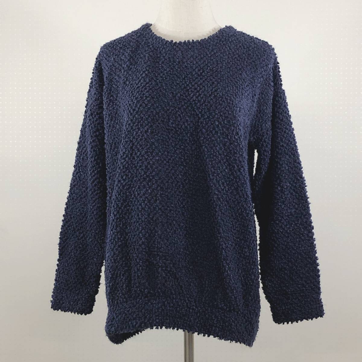 Y0096 美品 grove グローブ レディース トップス ニット セーター 長袖 Mサイズ ネイビー 紺 防寒 おしゃれ カジュアル ナチュラル 秋冬拍卖