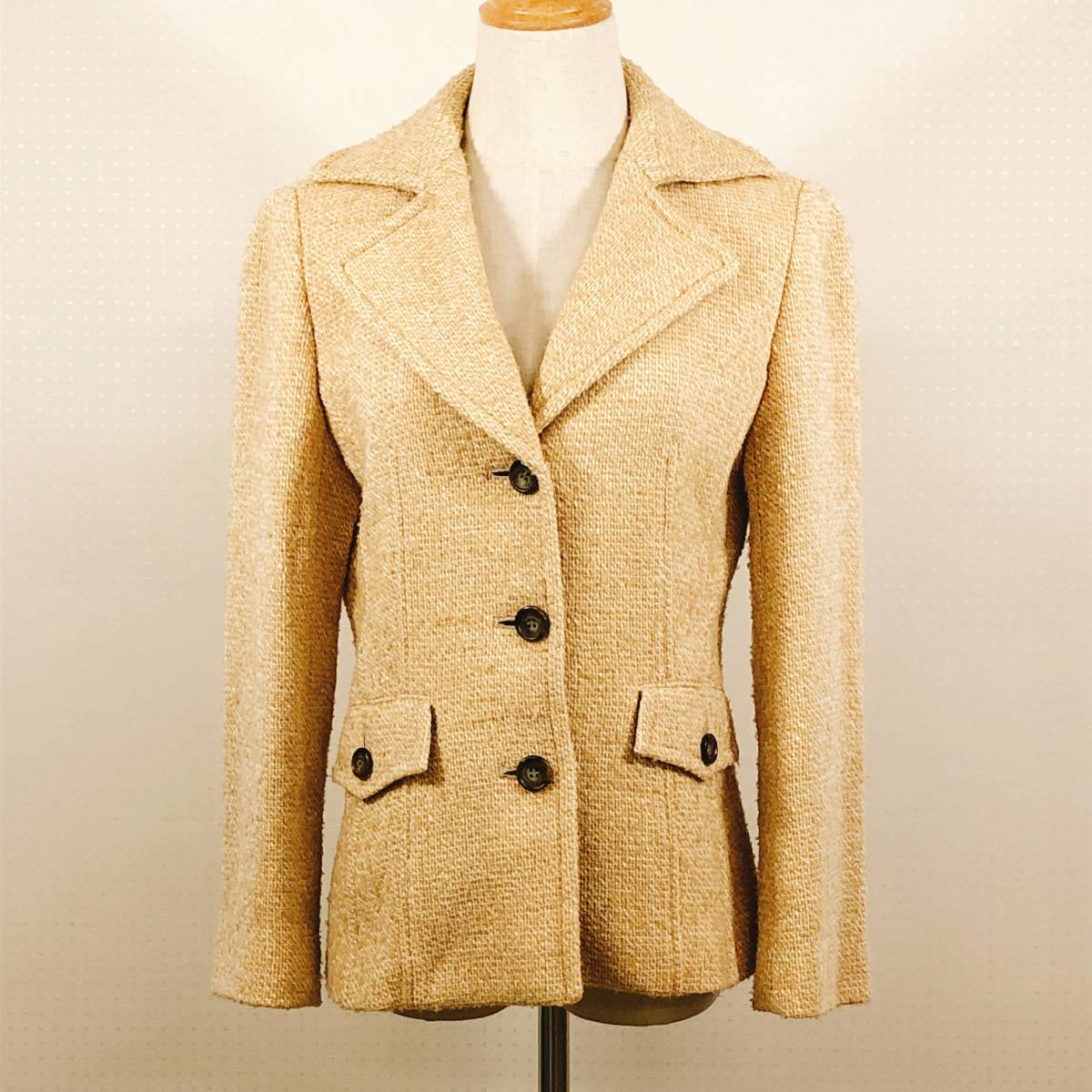 Y0114 Plidoul TOKYO STYLE プリドール東京スタイル レディース アウター テーラードジャケット 長袖 ベージュ 毛素材 エレガント おしゃれ拍卖