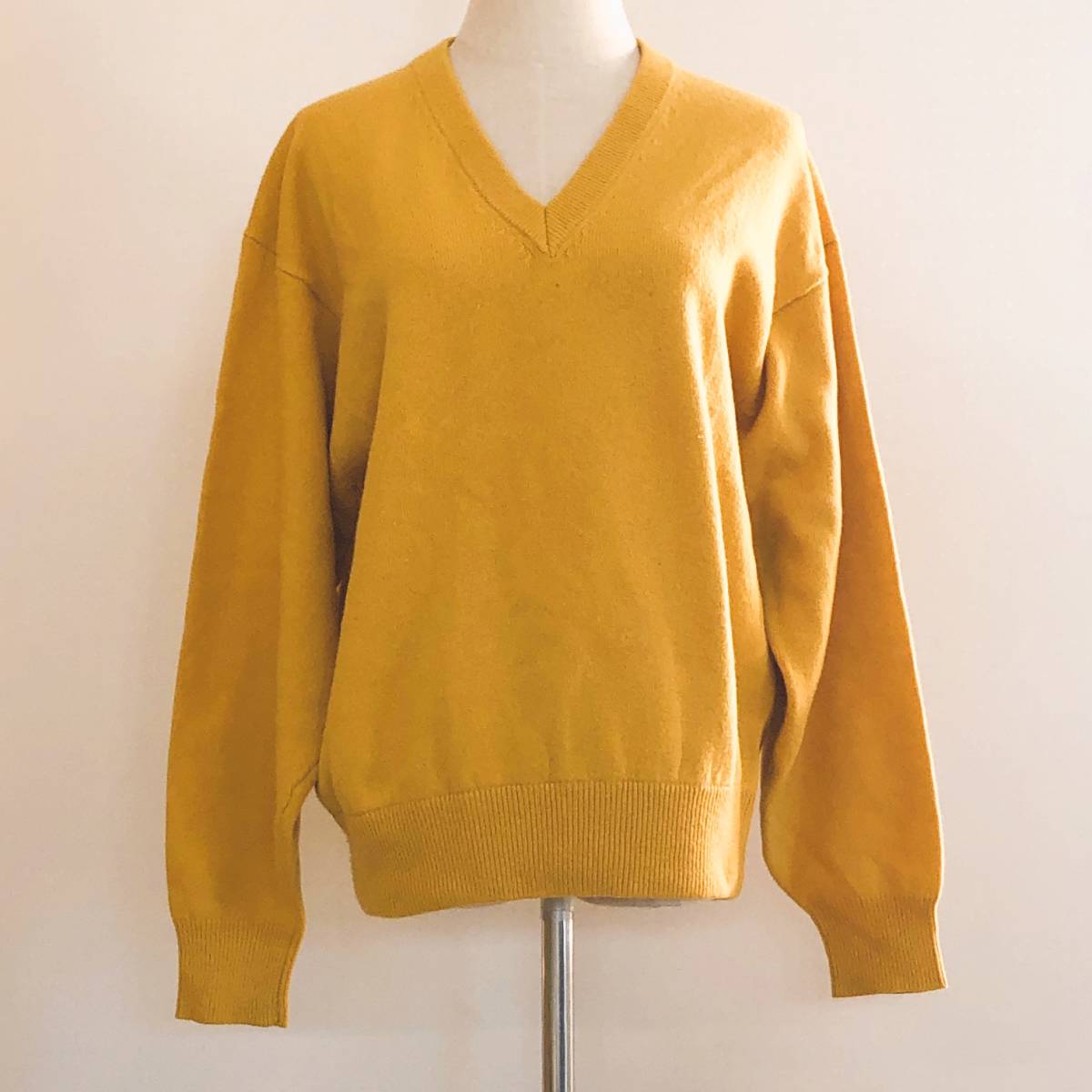 Y0166 DIXTON レディース トップス ニット セーター 長袖 クリーニングタグ付 Mサイズ イエロー 黄 無地 毛素材 シンプル カジュアル 秋冬拍卖