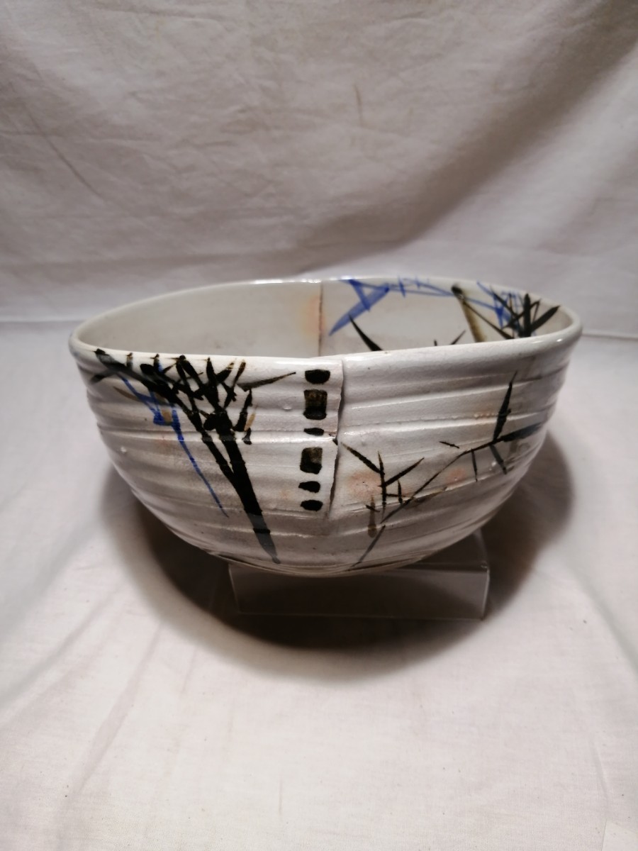 竹文菓子鉢 大正頃 京焼 清水焼 茶道具 鉢 菓子器 色絵 曲げワッパ HC18L7拍卖