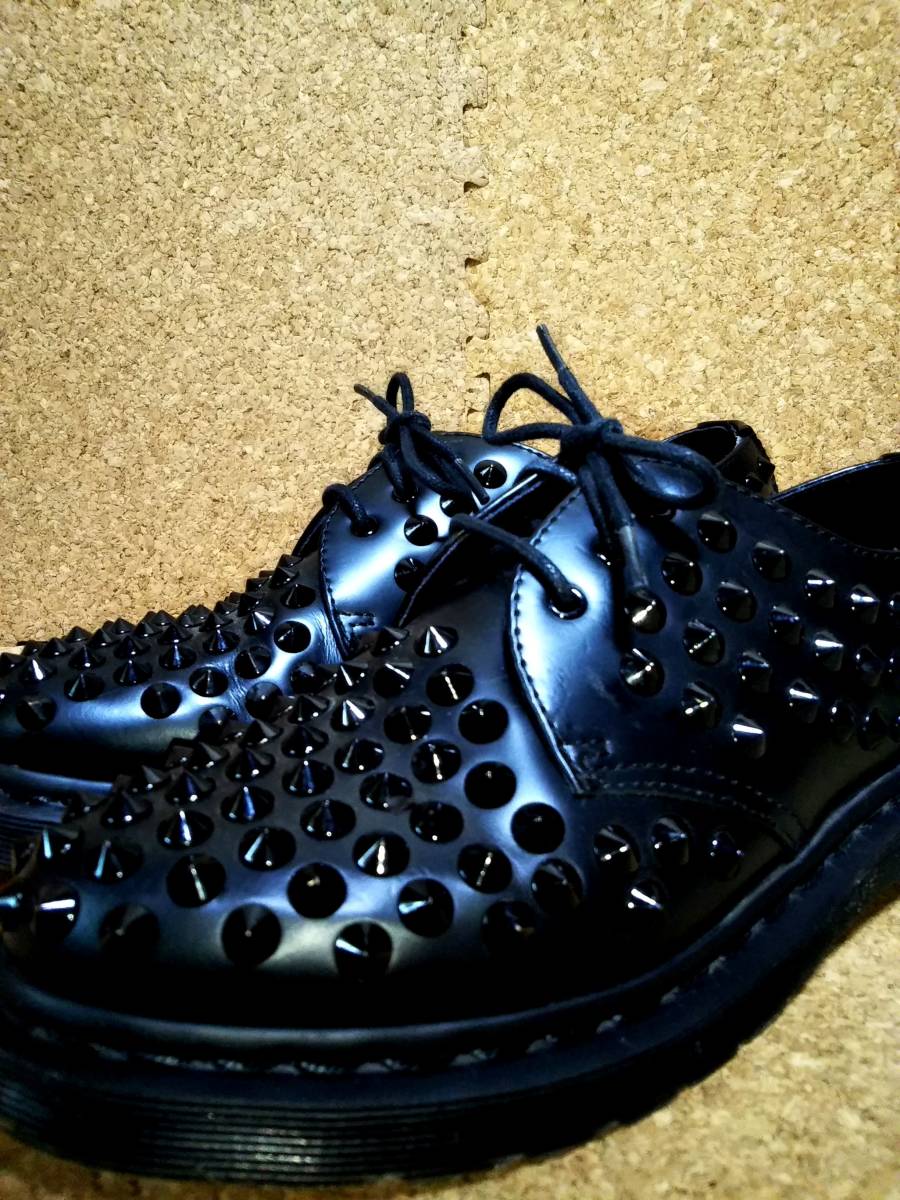 【Dr.MARTENS】ドクターマーチン HARLEN スタッズ 3ホールシューズ UK5 (24cm )STUD 3EYE SHOE ブラック 入手困難【美品】拍卖