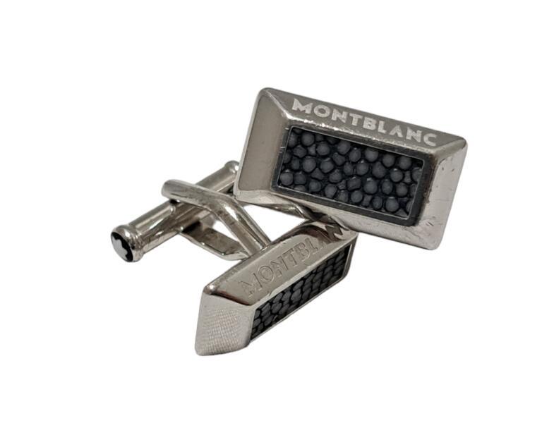 モンブラン カフス スクエア ガルーシャ エイ革 SV925 ホワイトスター カフスボタン カフリンクス 【中古】拍卖