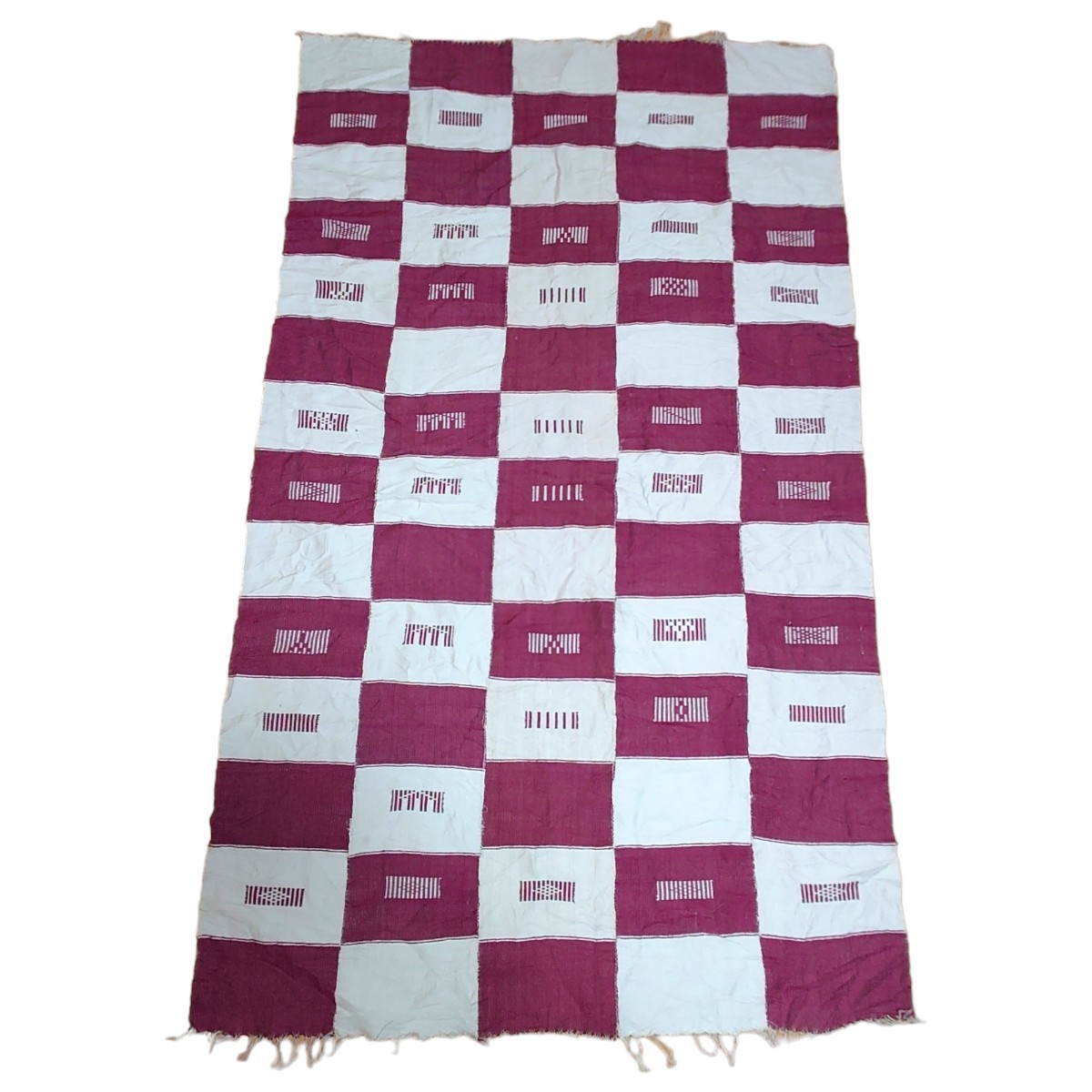 vintageラグ カーペット マルチカバー、チェック、バーコード 254拍卖